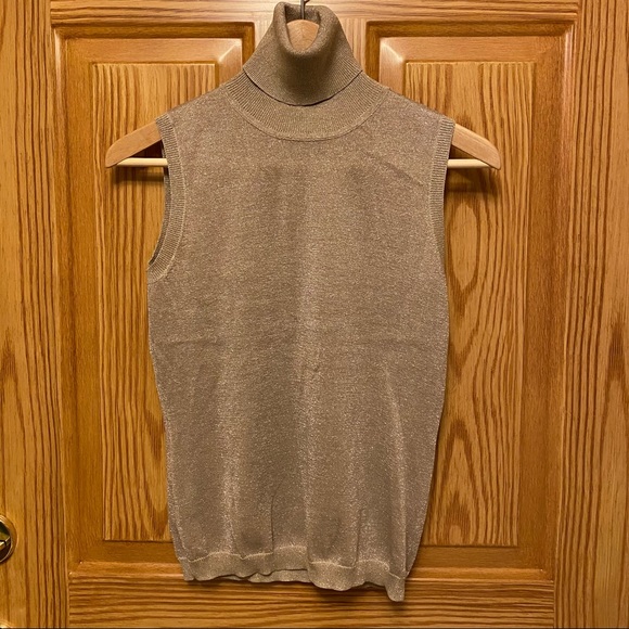 Vertical Design Gold Sparkle Silk blend Sleeveless Top - Picture 1 of 4